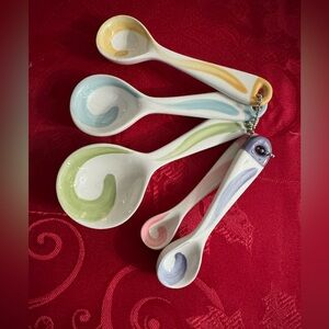 Unique Fun Colorful Swirl Design Ceramic Measuring Spoons